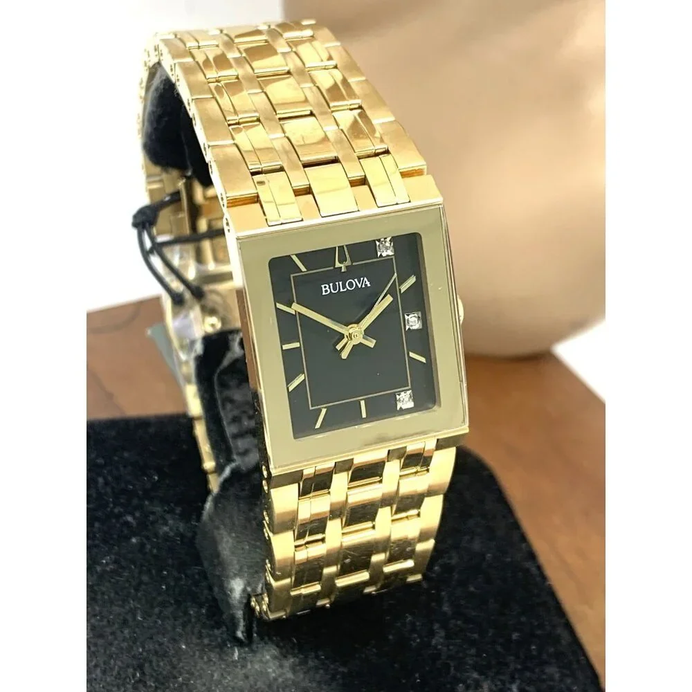 Bulova Women's Watch 97P167 Quadra Marc Anthony Quartz Diamond Gold Steel Tank